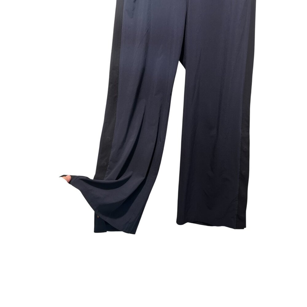 Athleta Gramercy Track Trouser Pants Women 12 Blue Wide Leg Flare Office Classic - Picture 11 of 16